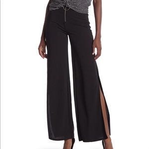 High waisted split wide leg pants